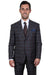 "Men's Charcoal Grey Windowpane Plaid Stacy Adams 2-Button Vest Suit" - USA Men's Outlet