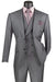 Men's Charcoal Sharkskin Double Breasted Suit with Vest by Vinci - USA Men's Outlet