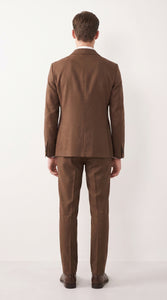 Mens Chestnut Brown 3-Piece Suit – Two-Button Wedding, Business and Formal Suit with Vest Modern Fit