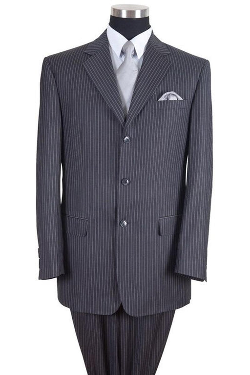 Men's Classic-Fit 3-Button Banker-Style Gray Pinstripe Suit by Fortino Landi - USA Men's Outlet