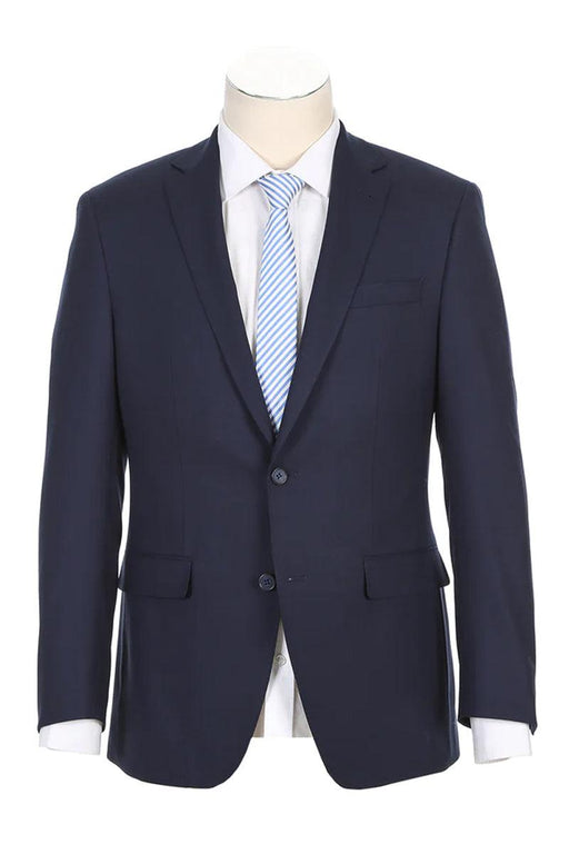 Men's Classic Fit Navy Blue Wool Suit - Rivelino 2-Button, Half Canvas - USA Men's Outlet