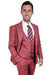 Men's Classy Coral Blush Pink One-Button Vested Peak Lapel Stacy Adams Suit - USA Men's Outlet