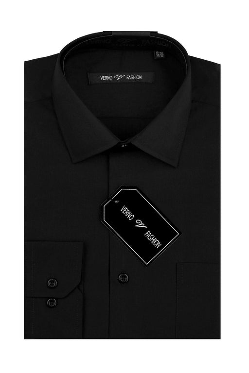 Men's Daniel Ellissa Black Cotton Blend Reg. Fit Dress Shirt - USA Men's Outlet