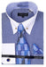 Men's Daniel Ellissa Blue Houndstooth Contrast Collar French Cuff Shirt Set - USA Men's Outlet