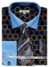 Men's Daniel Ellissa French Cuff Cir. Print Dress Shirt & Tie Set - Black & Blue - USA Men's Outlet