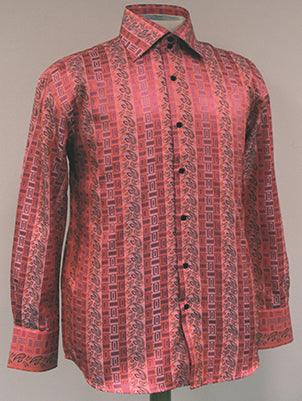 Men's Daniel Ellissa Regular Paisley Sports Shirt - Fancy Coral Tonal - USA Men's Outlet