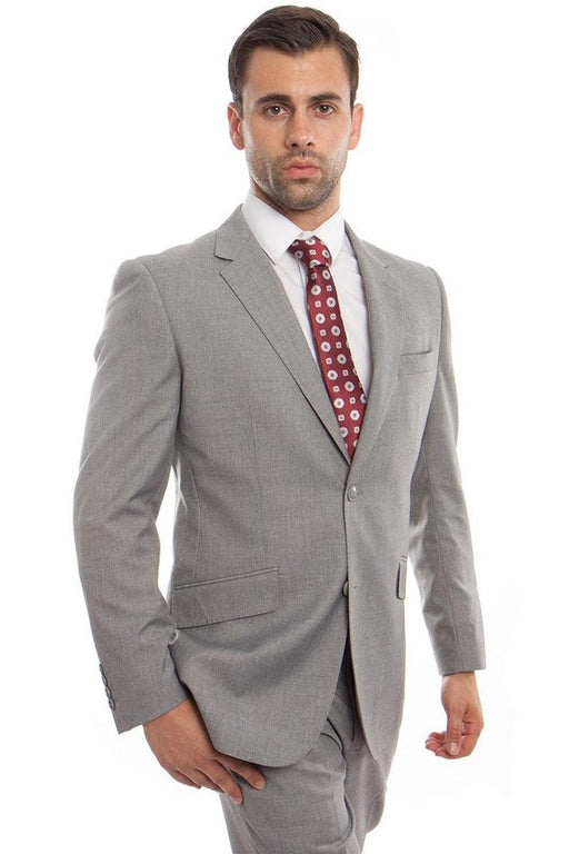 Men's Designer Two-Button Wool Suit Modern Fit - Light Grey | Zegarie - USA Men's Outlet