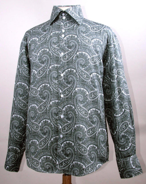 Men's Dressy Black Sports Shirt w/ Paisley Pattern by Daniel Ellissa - USA Men's Outlet