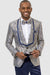 Men's EJ Samuel Blue & Gold Metallic Wave Square Shawl Tux Jacket - USA Men's Outlet