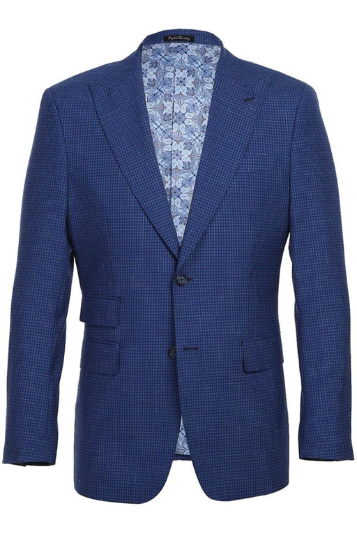 Men's English Laundry 2-Button Slim Fit Wool Suit in Blue Mini Plaid Check - USA Men's Outlet