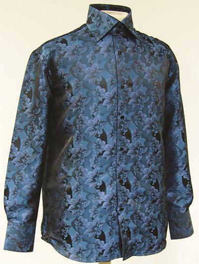 Men's Fancy Floral Sports Shirt - Teal by Daniel Ellissa - USA Men's Outlet