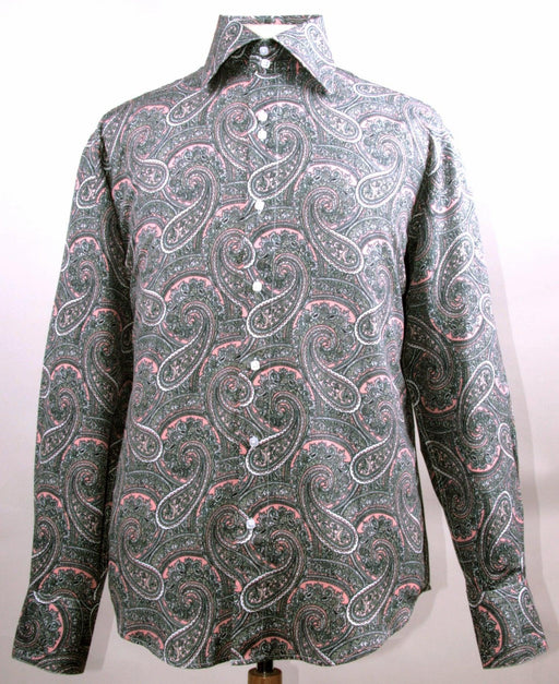 "Men's Fancy Paisley Sports Shirt by Daniel Ellissa - Reg Fit Rose" - USA Men's Outlet