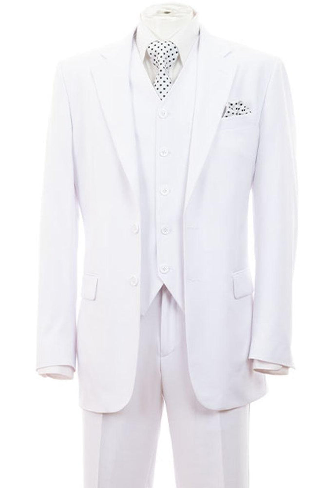 Men's Fortino Landi 2-Button White Vested Basic Suit - Modern Fit - USA Men's Outlet