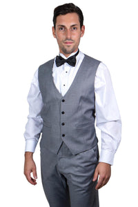 Men's Grey Stacy Adams 1-Button Shawl Lapel Tuxedo Vest - Elegant Mensattire