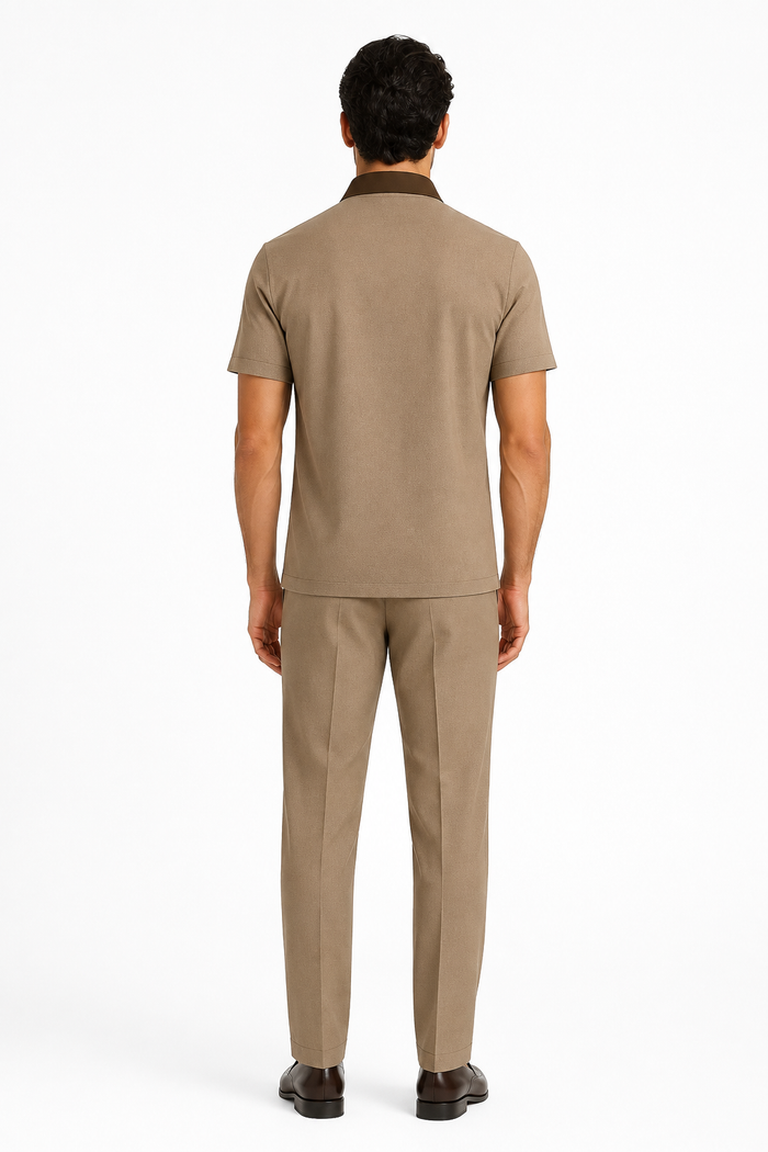 Mens Houndstooth Walking Suit by Dreams by Zacchi – 2 Piece Lei sure Set in brown/tan-$99