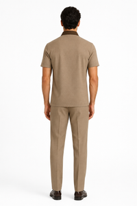 Mens Houndstooth Walking Suit by Dreams by Zacchi – 2 Piece Lei sure Set in brown/tan-$99