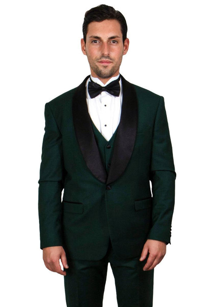 Men's Hunter Green Refined One-Button Shawl Lapel Tuxedo by Stacy Adams - USA Men's Outlet