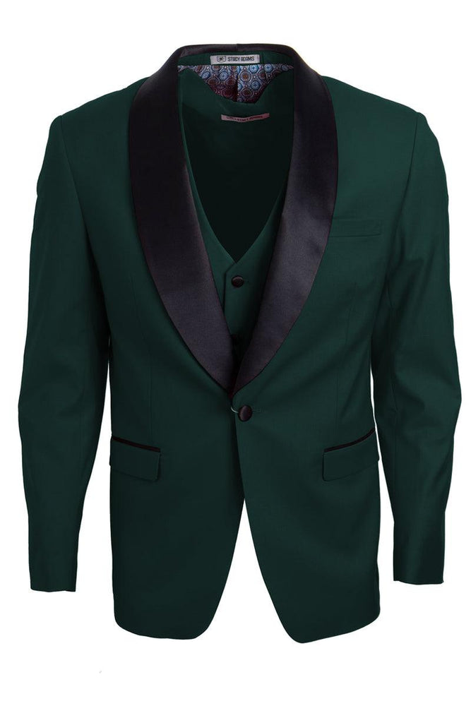 Men's Hunter Green Refined One-Button Shawl Lapel Tuxedo by Stacy Adams - USA Men's Outlet