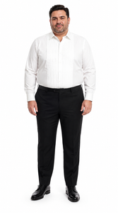 Men’s Ivory Cream Off White  Pleated Tuxedo Dress Shirt | French Cuff Formal Wedding Shirt