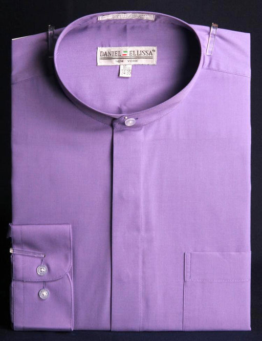 Men's Lavender French Front Banded Collar Dress Shirt by Daniel Ellissa - USA Men's Outlet