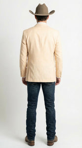 Men’s Light Tan Peachish Champaign Cowboy Blazer – Western Style Sport Coat Jacket for Country Wedding, Rodeo