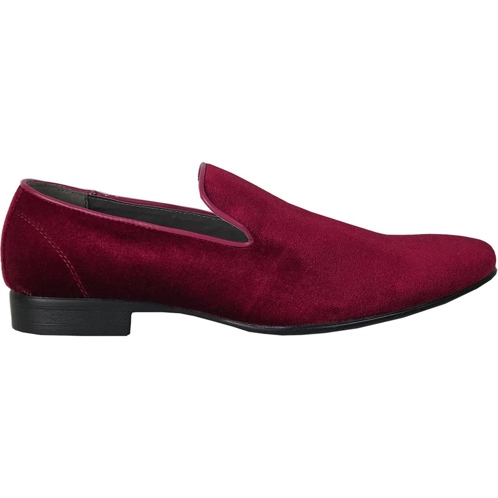 Men's Luxe Velvet Tuxedo Loafer by Bravo | Burgundy - USA Men's Outlet