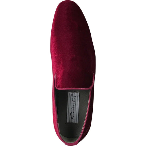 Men's Luxe Velvet Tuxedo Loafer by Bravo | Burgundy - USA Men's Outlet