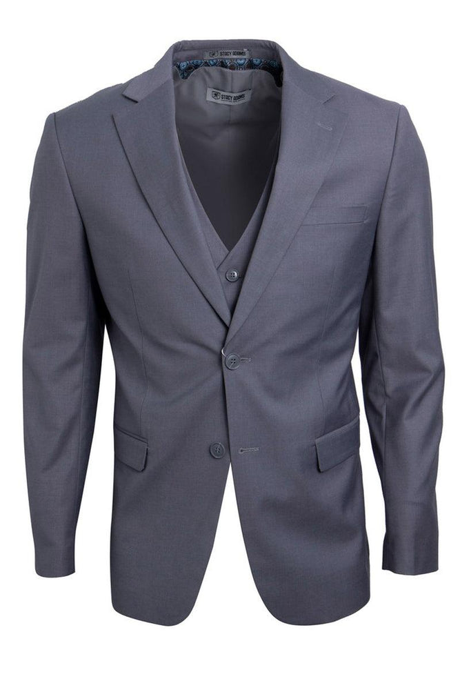 Men's Medium Grey Vested Stacy Adams 2-Button Suit - USA Men's Outlet