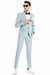 Men's Mint Grey Tazio Pinstripe Two-Button Vest Suit with Wide Notch Lapel - USA Men's Outlet