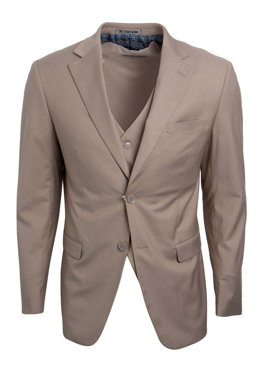 Men's Modern Tan Two-Button Notch Lapel Stacy Adams Suit - USA Men's Outlet