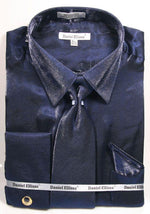 Men's Navy Velvet Dress Shirt & Tie Set by Daniel Ellissa - USA Men's Outlet