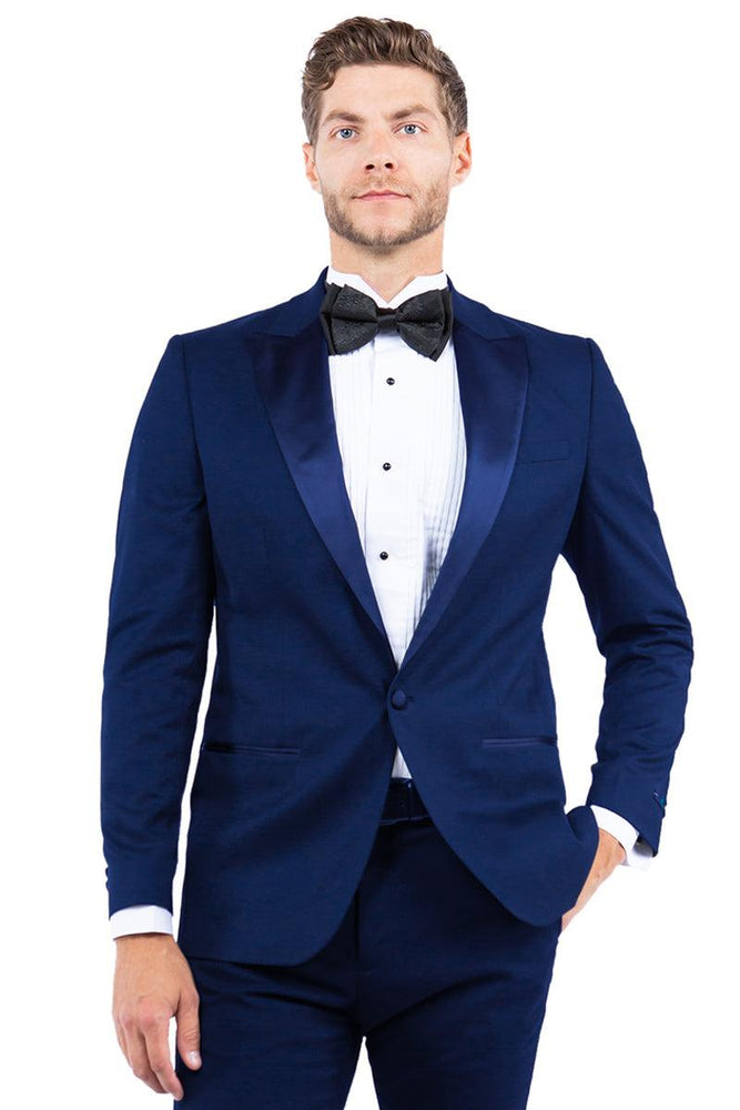 Men's Navy Zegarie Tuxedo Jacket | Modern Fit, One-Button, Peak Lapel - USA Men's Outlet