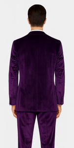 Men’s Purple Velvet Wedding & Prom Suit – 2-Piece Tuxedo Style Slim Fit by Tazzio