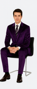 Men’s Purple Velvet Wedding & Prom Suit – 2-Piece Tuxedo Style Slim Fit by Tazzio
