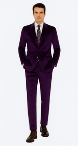Men’s Purple Velvet Wedding & Prom Suit – 2-Piece Tuxedo Style Slim Fit by Tazzio