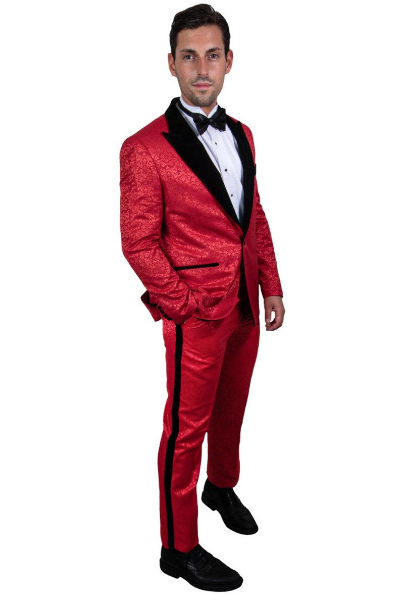 Mens Black Blazer - Men's Stacy Adam's Slim Fit Paisley Prom Tuxedo in Black main image 1