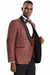 Men's Red & Gold Paisley One-Button Vested Tuxedo by Tazio for Prom & Weddings - USA Men's Outlet