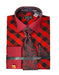 Men's Red Check Dress Shirt Set w/ Contrast Collar & French Cuffs - Daniel Ellissa - USA Men's Outlet