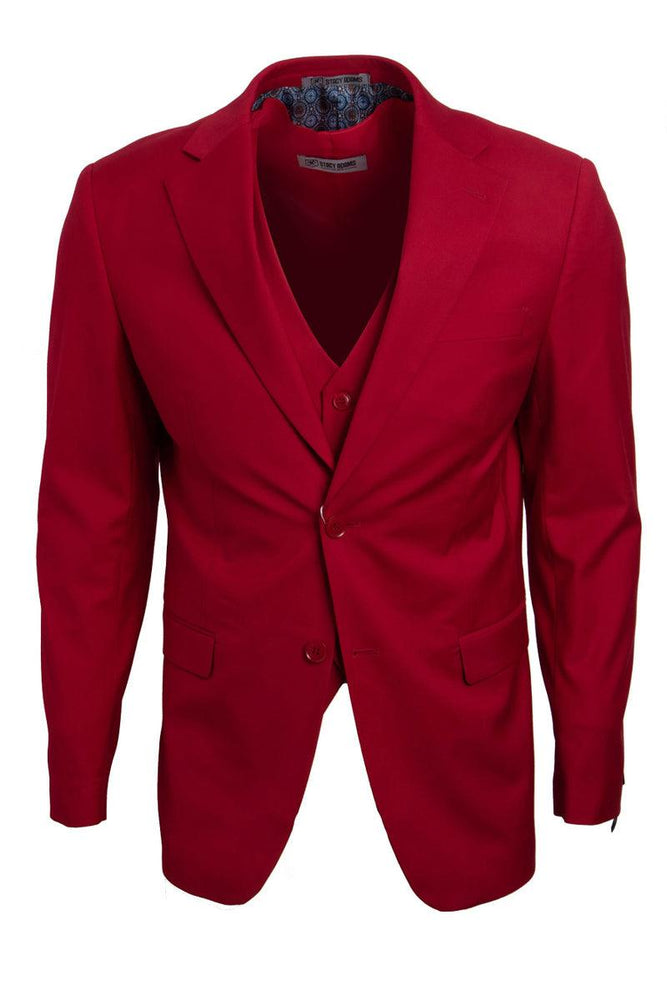 Men's Red Stacy Adams Vested Business Suit - Classy Two-Button Basic - USA Men's Outlet