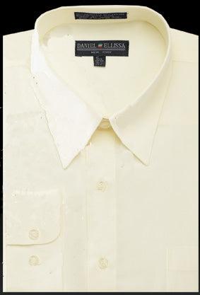 Men's Regular Fit Basic Ivory Dress Shirt by Daniel Ellissa - USA Men's Outlet