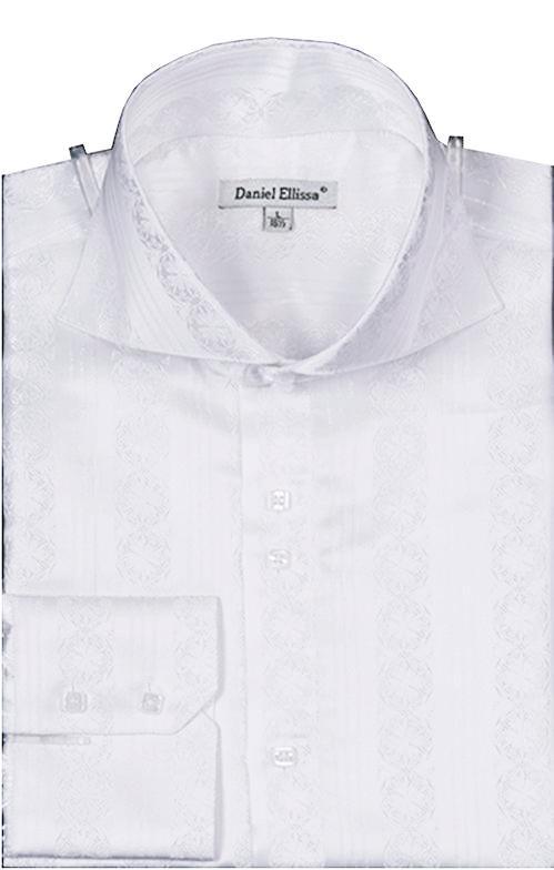 Men's Regular Fit Fancy Chain Sports Shirt - White by Daniel Ellissa - USA Men's Outlet