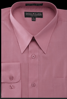 "Men's Regular Fit Rose Pink Dress Shirt by Daniel Ellissa" - USA Men's Outlet