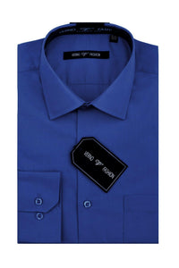 Men's Regular-Fit Royal Blue Cotton Dress Shirt by Daniel Ellissa - USA Men's Outlet