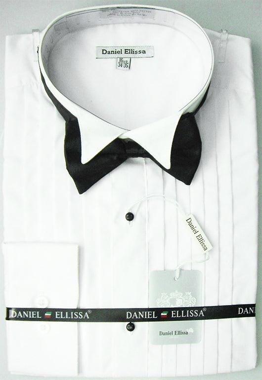 Men's Regular Fit White Tuxedo Shirt & Bow Tie Set by Daniel Ellissa - USA Men's Outlet