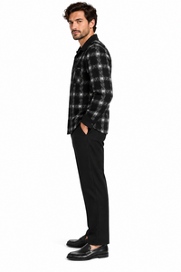Mens Onyx Black Shadow Plaid Walking Suit – Statement Shirt & Matching Pants