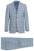 "Men's Slim-Fit 2-Piece Windowpane-Plaid Suit - Sky Blue - Renoir" - USA Men's Outlet