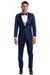 Men's Slim Fit Cobalt Blue Wedding Tuxedo w/ Peak Lapel & 1 Button Brand: Bryan Michaels - USA Men's Outlet