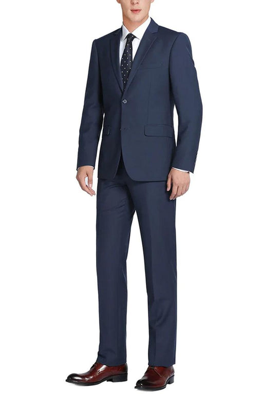 Men's Slim Wool Suit w/ Optional Vest - Renoir - Indigo Blue - USA Men's Outlet