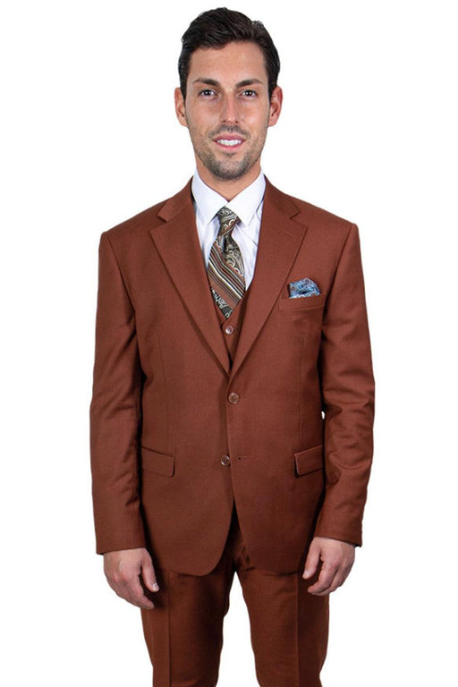 Men's Sophisticated Brown Vested Stacy Adams Basic 2-Button Suit - USA Men's Outlet