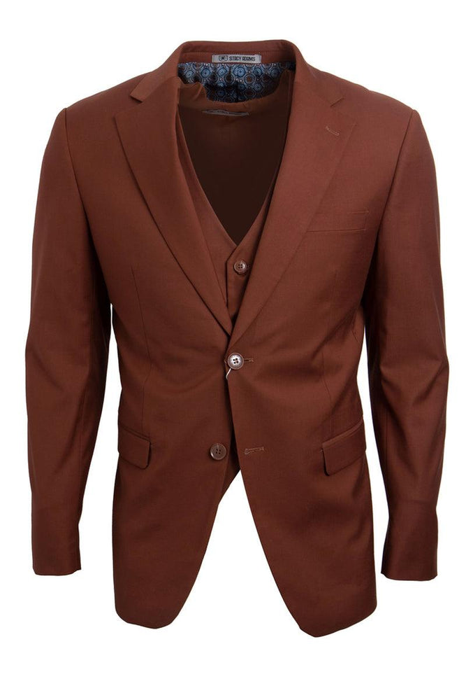 Men's Sophisticated Brown Vested Stacy Adams Basic 2-Button Suit - USA Men's Outlet